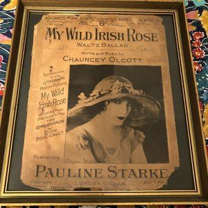 Vintage Framed My Wild Irish Rose Waltz Ballad Pauline Stark Sheet Music Page